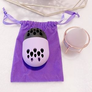 4 pc Beauty Sponge Travel Case Set Makeup Sponge Case Liliac Blender Holder Set